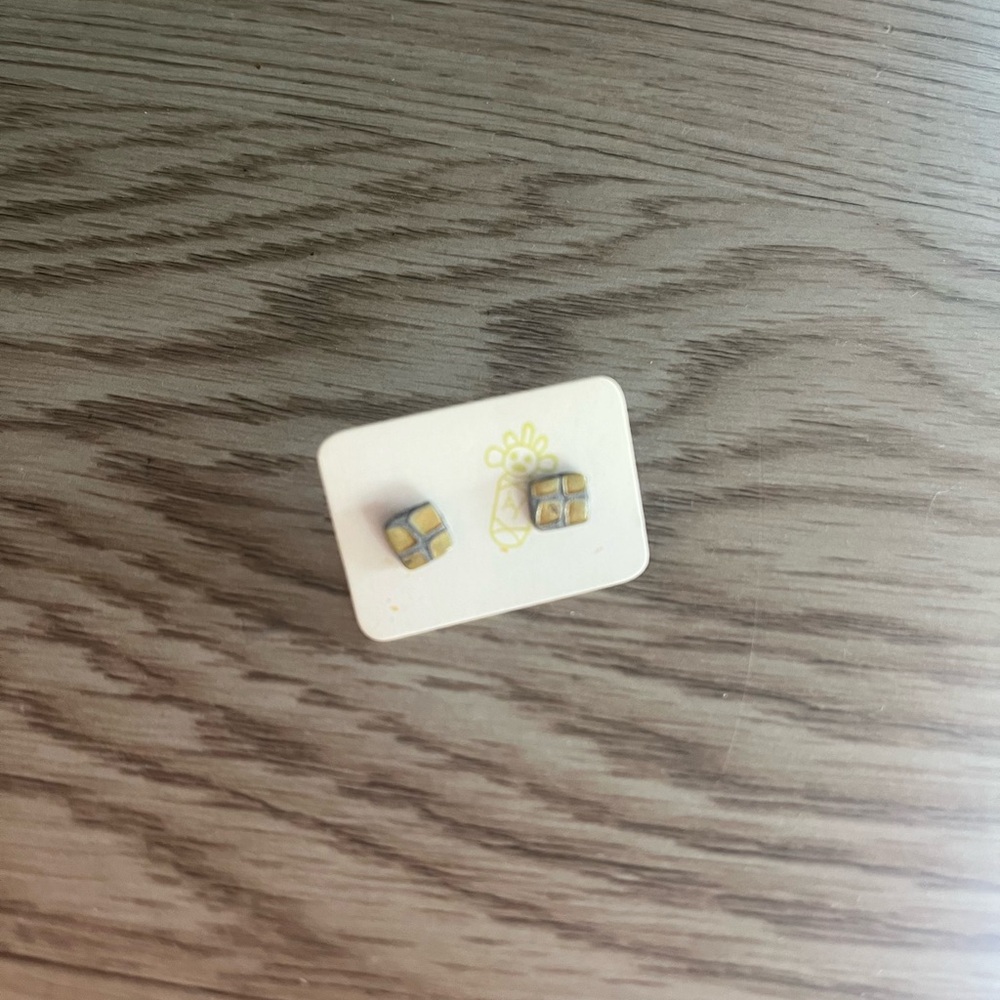 Handmade Leather Square Stud Earrings